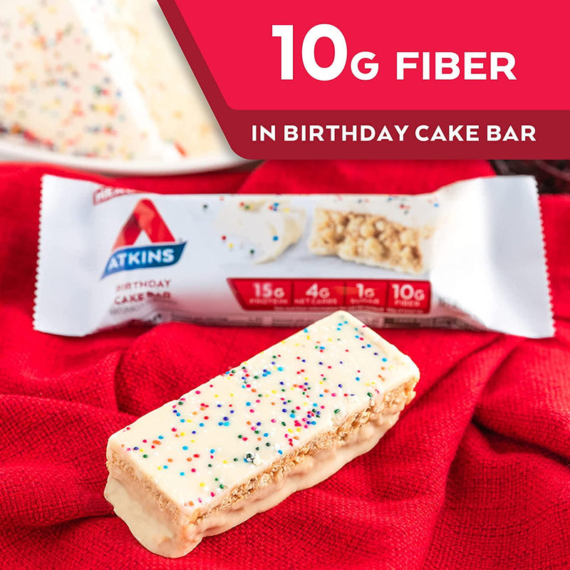 Atkins Birthday Cake Protein Meal Bar. Crispy and Creamy with Real Almond Butter. Keto-Friendly, 5 Count (Pack of 6)