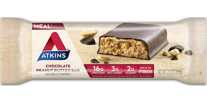 Atkins Chocolate Peanut Butter Protein Meal Bar. Rich in Fiber. Keto-Friendly. Value Pack (8 Bars)