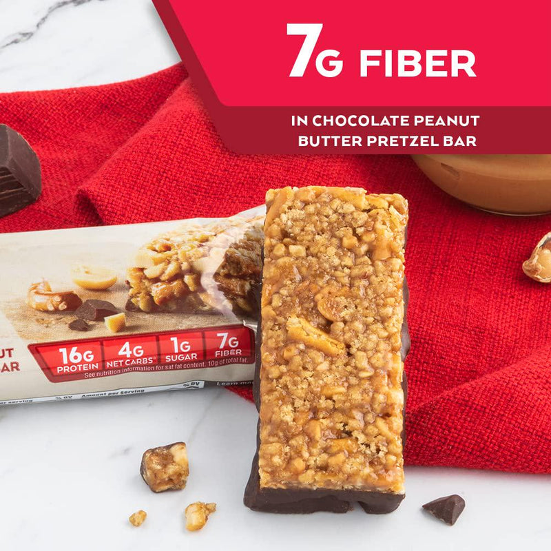 Atkins Chocolate Peanut Butter Pretzel Protein Meal Bar. Sweet and Salty. Keto-Friendly. (5 Bars)