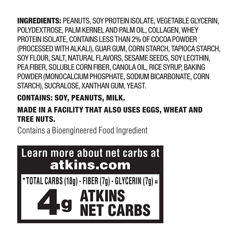 Atkins Chocolate Peanut Butter Pretzel Protein Meal Bar. Sweet and Salty. Keto-Friendly. (5 Bars)