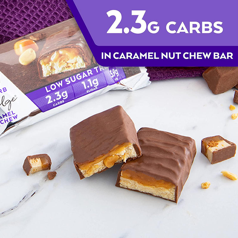 Atkins Endulge Caramel Nut Chew Bars | Keto Friendly Bars | 5 x 34g Low Carb Caramel Chocolate Bars | Low Carb, Low Sugar, High Fibre | 5 Bar Pack