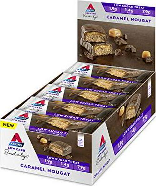 Atkins Endulge Caramel Nougat Bars | Keto Friendly Bars | 15 x 35g Low Carb Chocolate Bars | Low Carb, Low Sugar, High Fibre | 15 Bar Pack