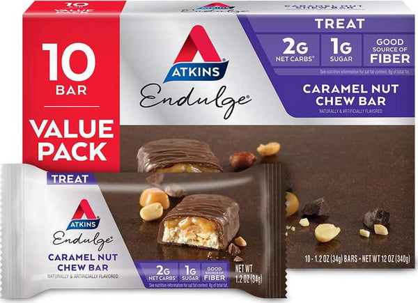 Atkins Endulge Treat, Caramel Nut Chew Bar,Value pack, 10 Bars