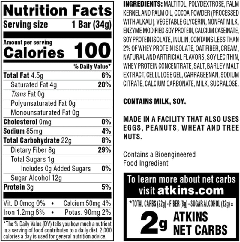 Atkins Endulge Treat Chocolate Caramel Mousse Bar. Rich Chocolate and Fluffy Mousse. Keto-Friendly. (5 Bars)