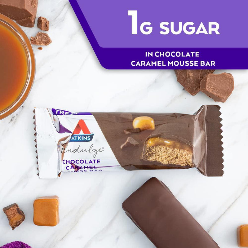 Atkins Endulge Treat Chocolate Caramel Mousse Bar. Rich Chocolate and Fluffy Mousse. Keto-Friendly. (5 Bars)