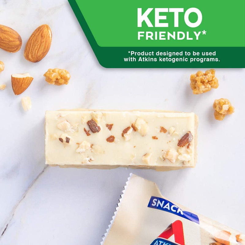 Atkins Honey Almond Greek Yogurt Snack Bar. with B Vitamins and Real Almond Butter. Keto Friendly and Gluten Free., 5 Count (Pack of 6) (505801)