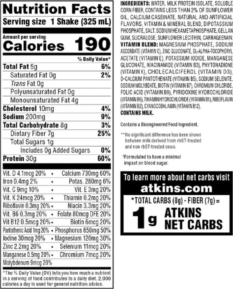 Atkins PLUS Protein-Packed Shake. Creamy Vanilla with 30 Grams of High-Quality Protein. Keto-Friendly and Gluten Free. (12 Shakes)