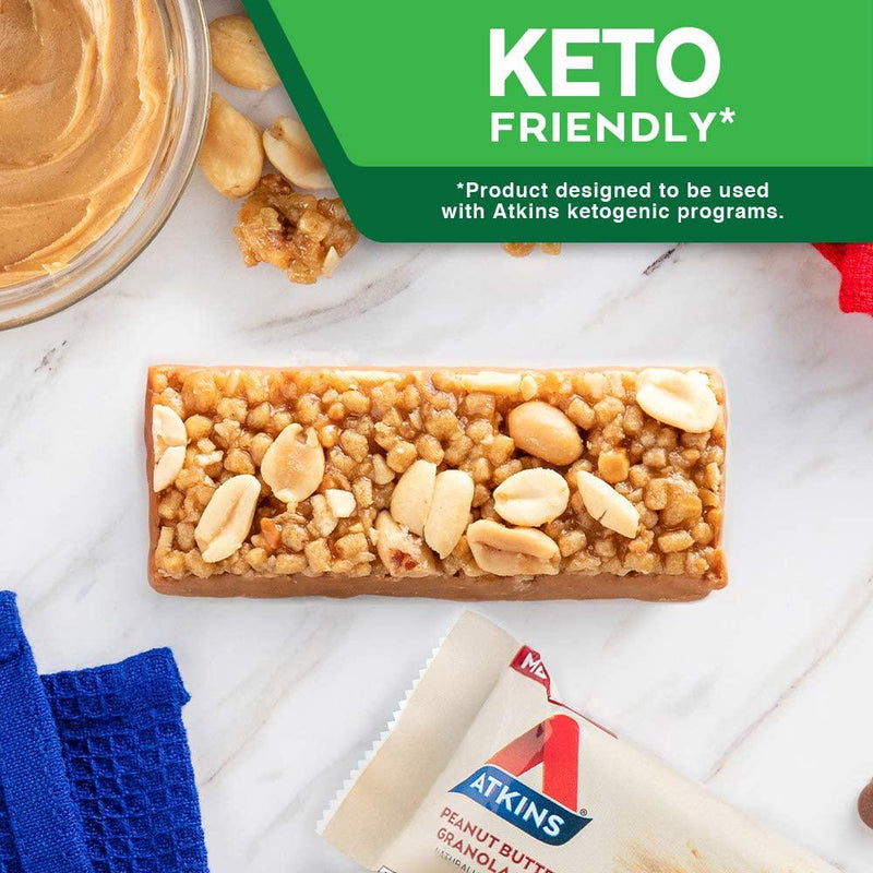 Atkins Peanut Butter Granola Protein Meal Bar. Crunchy and Creamy. Keto-Friendly. (5 Bars)