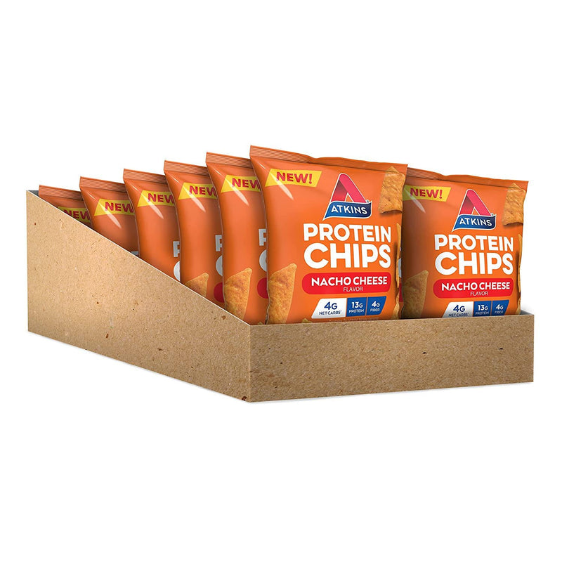 Atkins Protein Chips, Nacho Cheese, Keto Friendly, Baked Not Fried, 12 Count