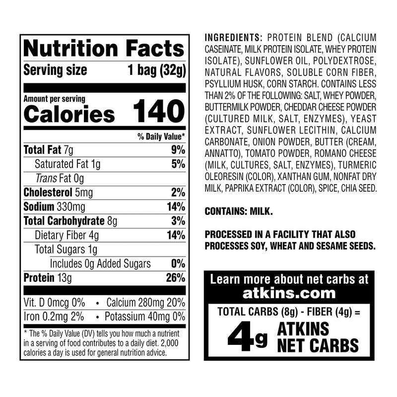 Atkins Protein Chips, Nacho Cheese, Keto Friendly, Baked Not Fried, 12 Count