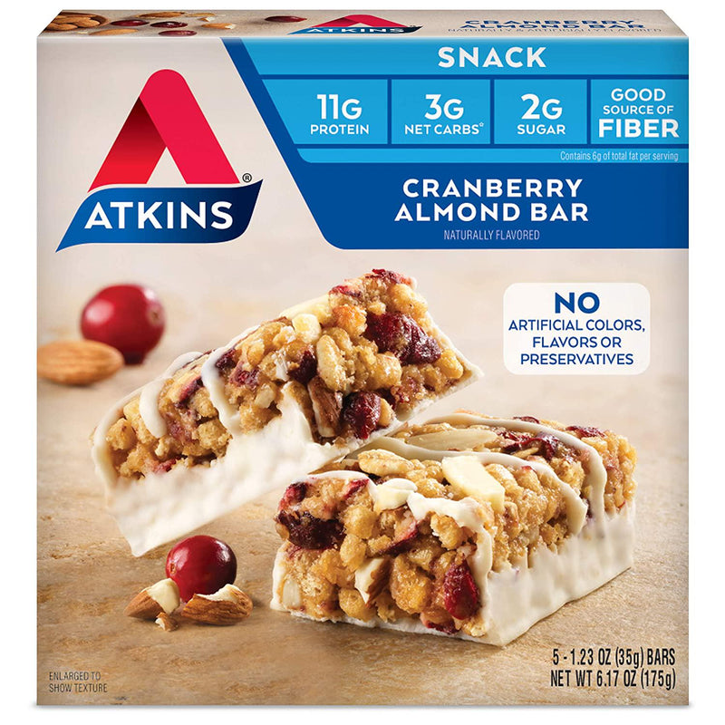 Atkins Protein Meal Bar, Cookies and Crème, Keto Friendly, 5 Count and Atkins Snack Bar, Cranberry Almond, 5 Count