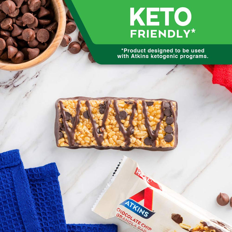 Atkins Protein Meal Bar, Chocolate Chip Granola, Keto Friendly, 5 Count