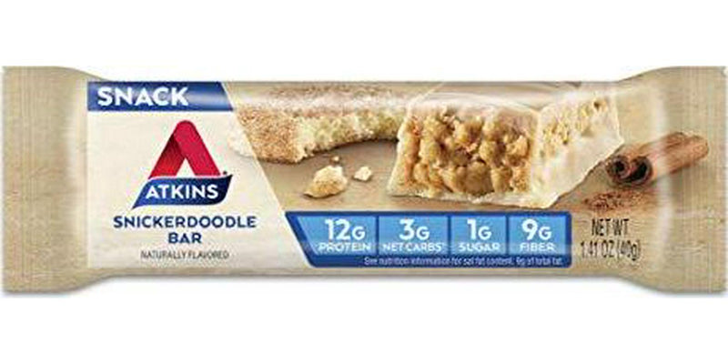 Atkins Snickerdoodle Snack Bar. with B Vitamins and Real Almond Butter. Naturally Flavored. Keto Friendly and Gluten Free. (30 Bars)
