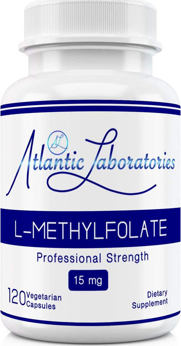 Atlantic Laboratories (5-MTHF) L-Methylfolate 15 mg - 15000 mcg - 120 Vegetarian Capsules - Professional Strength Active Folate Non-GMO