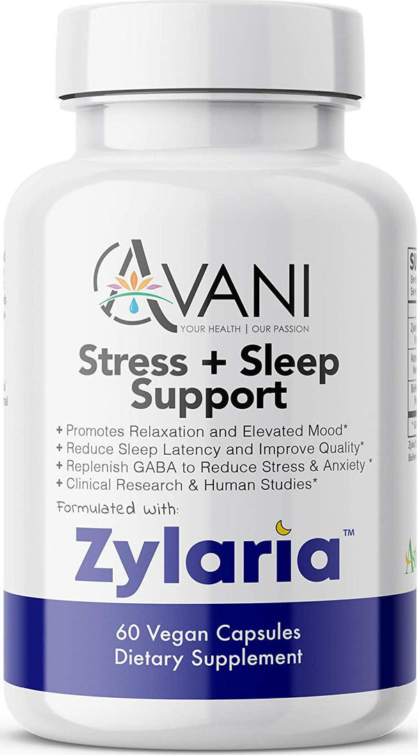 Avani Health – Zylaria – Sleep Aid zZz, Adrenal Fatigue Supplement, Natural Stress, Anxiety and Insomnia Relief, No Melatonin, Power to Sleep PM, Well Rested – 60 Vegan Caps – Clinically Studied