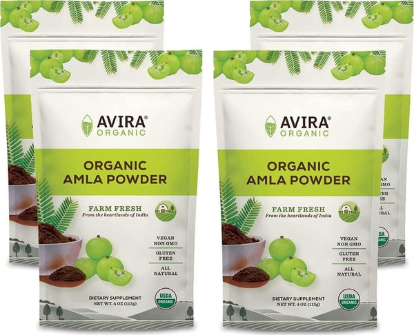 Avira Organic Amla Powder, Allergen Free, Vegan, Non-GMO, Superfood, Easy to mix in Smoothies, Tea And Lattes, Resealable 16 Oz Bag