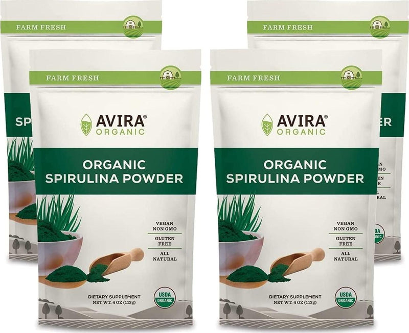 Avira Organic Spirulina Powder, Micro - Algal Superfood, Grown In Pristine Environment, Nutrient Rich, Allergen Free, Vegan, Non-GMO, Resealable 16 Oz Bag