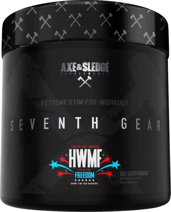 Axe and Sledge Supplements Seventh Gear Extreme Stimulant-Based Pre-Workout with TeaCrine, Infinergy, Creatine MagnaPower, Bioperine, 60 Servings (HWMF)