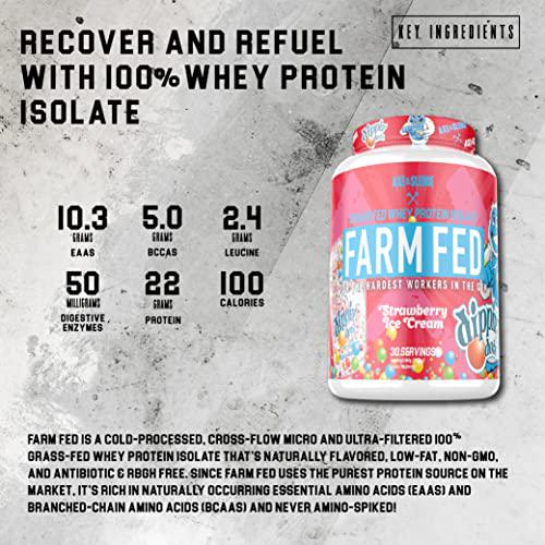 Axe and Sledge Supplements Farm Fed Grass-Fed Whey Protein Isolate, Digestive Enzymes, 22 Grams Protein, 30 Servings (Dippin' Dots Banana Split Ice Cream)