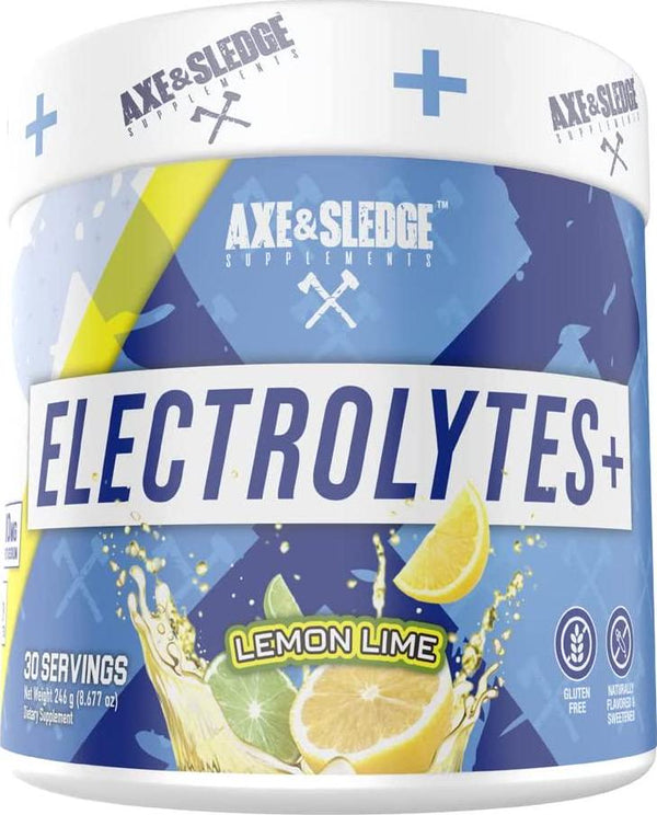 Axe and Sledge Supplements Electrolytes+, Hydration, Performance, and Recovery, Naturally Flavored and Sweetened, 30 Servings (Lemon Lime)