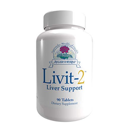 Ayush Herbs Livit-2, Powerful Liver Support and Detoxification, Gastrointestinal Support, All-Natural Ayurvedic Veggie Capsules, Doctor-Formulated, 90 Tablets