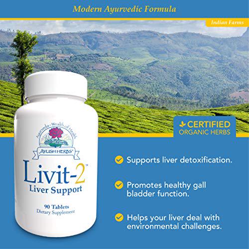 Ayush Herbs Livit-2, Powerful Liver Support and Detoxification, Gastrointestinal Support, All-Natural Ayurvedic Veggie Capsules, Doctor-Formulated, 90 Tablets