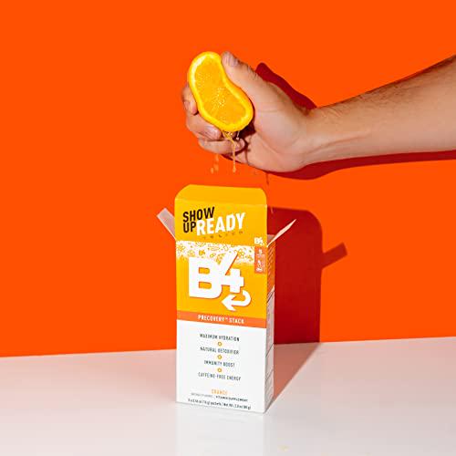 B4 Stacked Hydration (Orange) Hydration Powder Packets | Electrolyte Drink Mix | Immunity Boost | Caffeine-Free Energy | Travel-Friendly, Single Servings | 5 Sticks