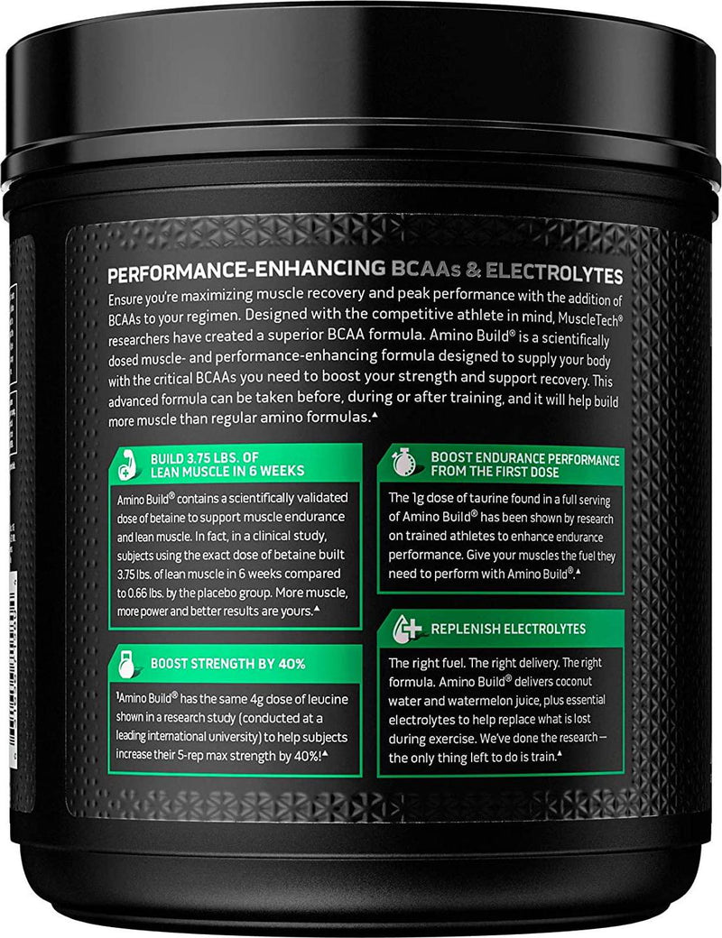 BCAA Amino Acids + Electrolyte Powder | MuscleTech Amino Build | 7g of BCAAs + Electrolytes | Support Muscle Recovery, Build Lean Muscle and Boost Endurance | Tropical Twist (40 Servings)