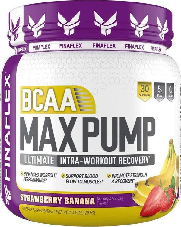 BCAA Max Pump, 30 Servings, Branched Chain Amino Acids Plus Pump, Increase Strength, Endurance, and Blood Flow to Muscles, Extend Workouts, Pre Intra Post Workout (Strawberry Banana Smoothie)