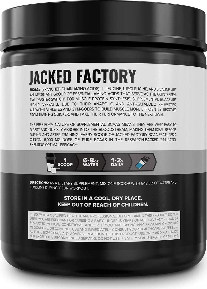 BCAA Powder (Fermented) - 6g Branched Chain Essential Amino Acid Supplement for Improved Muscle Recovery, Reduced Fatigue, Increased Strength, and Muscle Growth - 30 Servings, Blue Raspberry