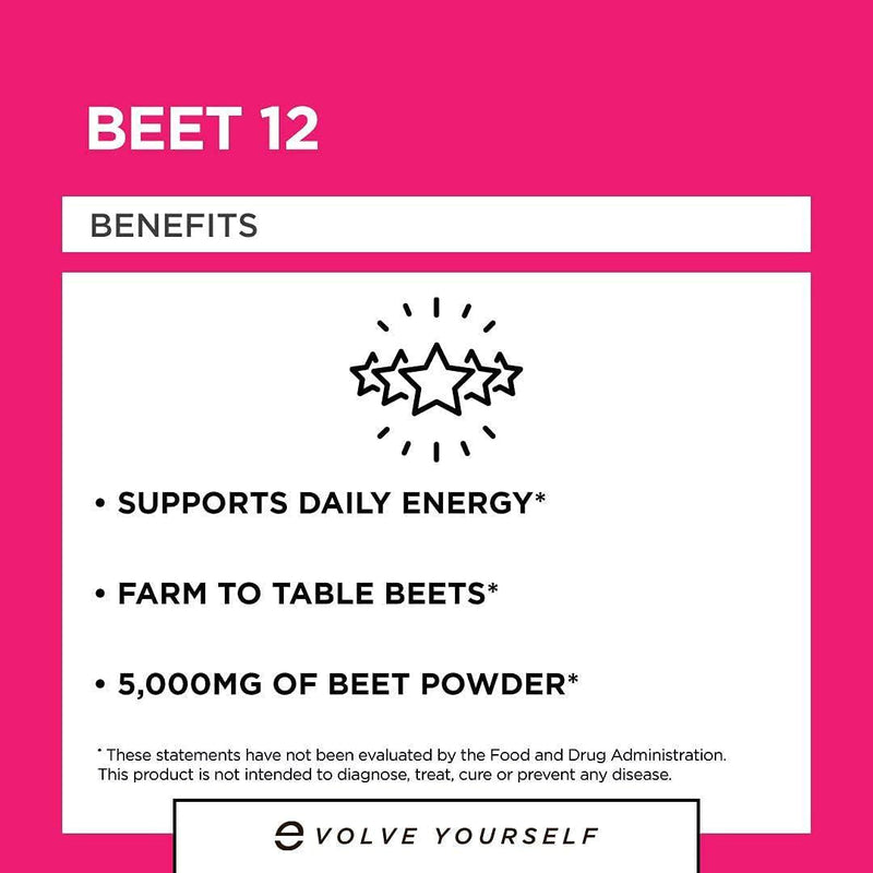 BEET12 - Beet Powder (5,000mg) Plus Vitamin B-12 (2,000mcg) - Black Cherry - 30 Servings (180g)
