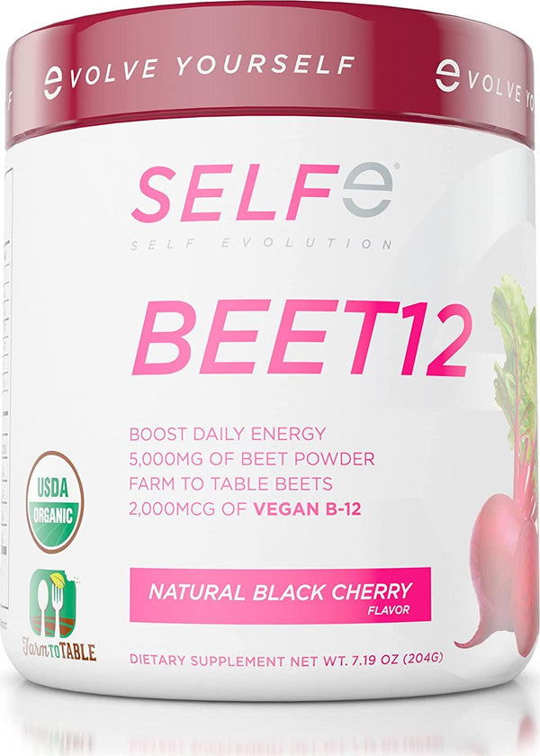 BEET12 - Beet Powder (5,000mg) Plus Vitamin B-12 (2,000mcg) - Black Cherry - 30 Servings (180g)