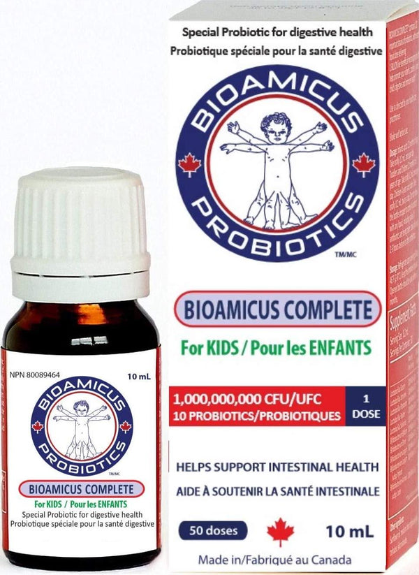 BIOAMICUS Complete Probiotic Drops for Infants and Toddlers. 10 Strains per dose.