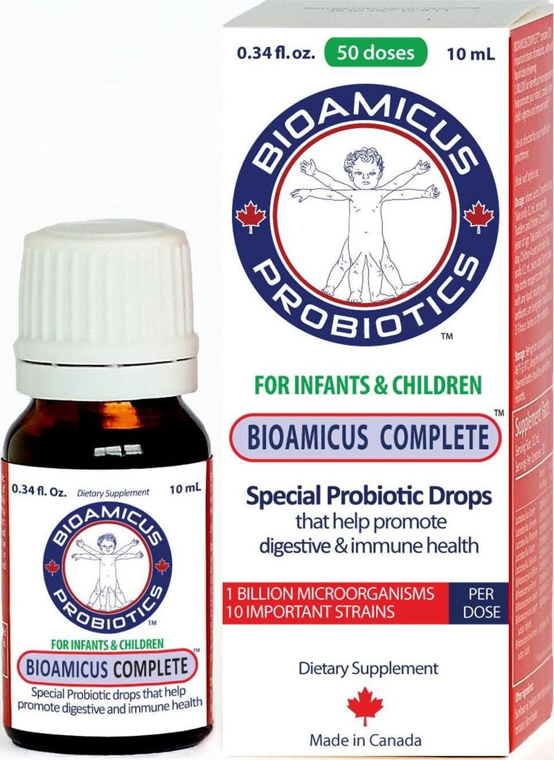BIOAMICUS Complete Probiotic Drops for Infants and Toddlers. 10 Strains per dose.