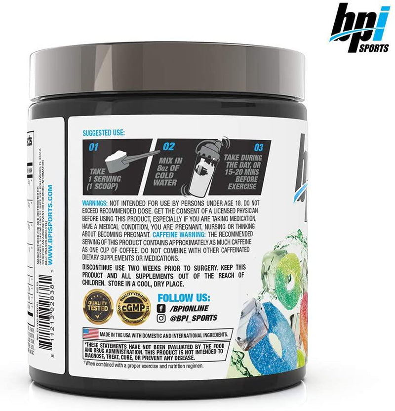 BPI Sports Best BCAA with Energy - Healthy BCAA Powder - Improved Performance - Lean Muscle Building - Accelerated Recovery - Proprietary Energy Blend - Sour Candy - 25 Servings - 8.8 oz.
