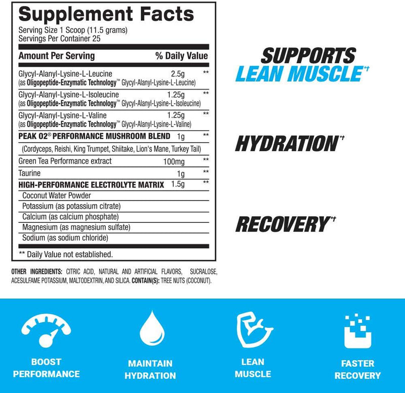 BPI Sports Best Bcaa Recharged Endurance, Muscle, Recovery Leucine, Isoleucine, Valine Green Tea Taurine Coconut Water Electrolytes for Men and Women Watermelon 25 Servings 10.14 Oz