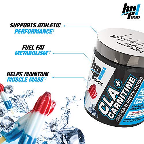 BPI Sports Cla + Carnitine Conjugated Linoleic Acid Weight Loss Formula Metabolism, Performance, Lean Muscle Caffeine Free for Men and Women Rainbow Ice 50 Servings 12.34 Oz