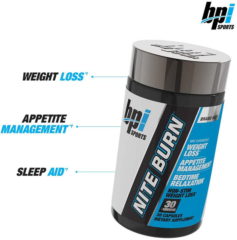 BPI Sports Nite Burn Nighttime Weight Management Formula, 640 MG, 30-Count