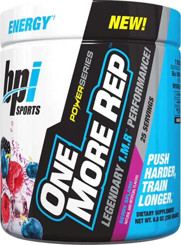 BPI Sports One More Rep Pre-Workout Powder 25 Serve, Berry Splash, 250 grams
