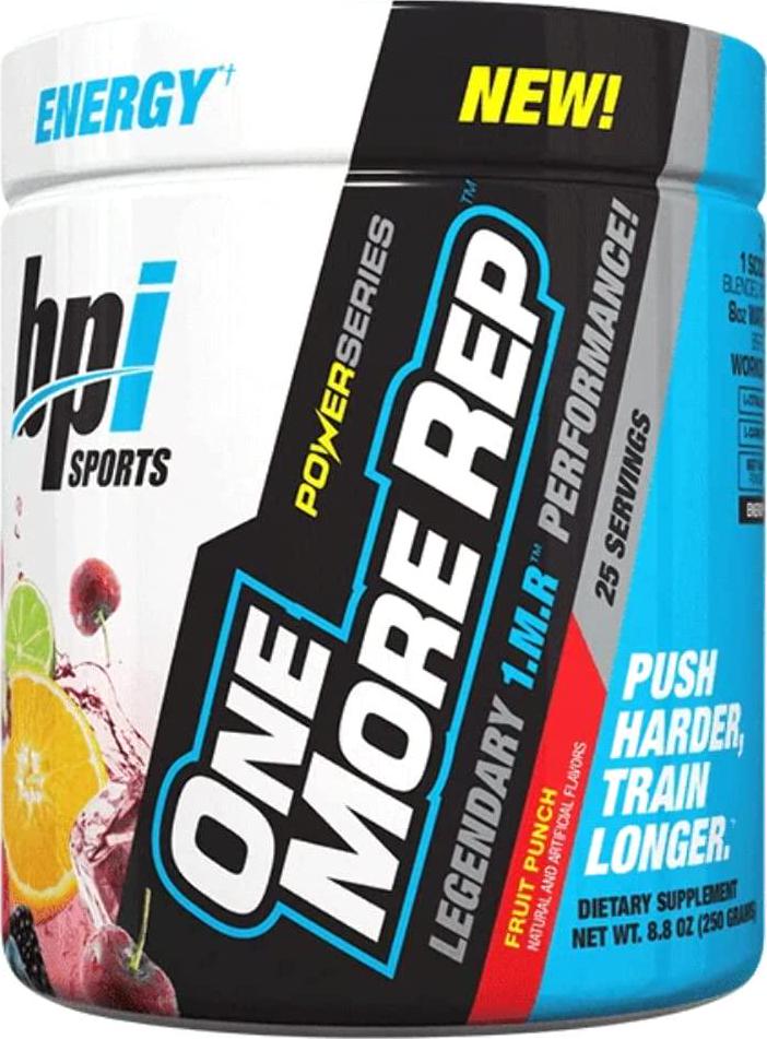 BPI Sports One More Rep Pre-Workout Powder 25 Serve, Berry Splash, 250 grams