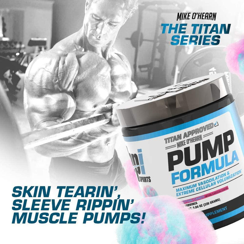 BPI Sports Pump Formula - Mike O Hearn Titan Series - Caffeine Free Pre-Workout Powder - DIM, L-Citrulline, Citrulline Malate - Muscle Builder and Muscle Recovery (Cotton Candy, 8.46oz)