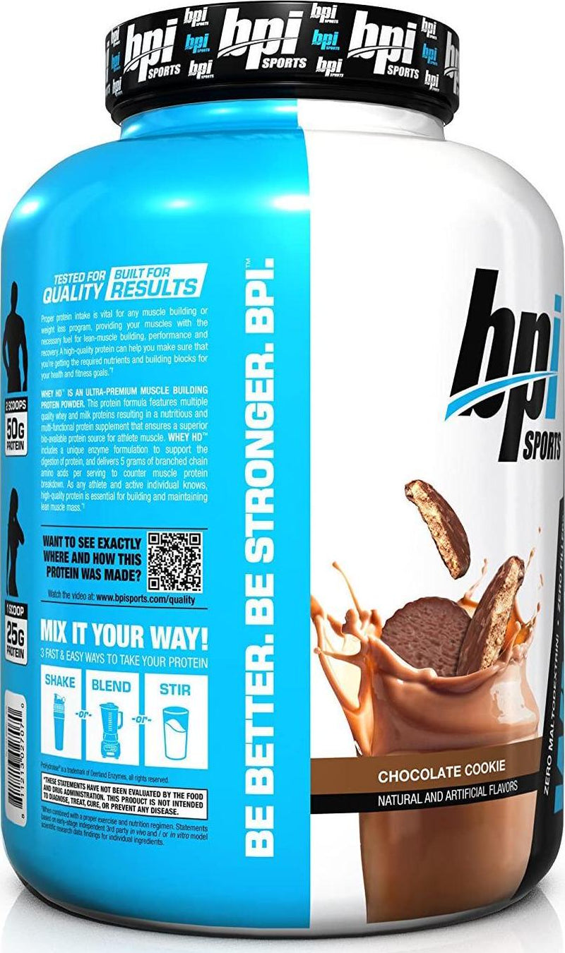 BPI Sports Whey-HD Ultra Premium Protein Powder, Chocolate Cookie, 1.90 kilograms