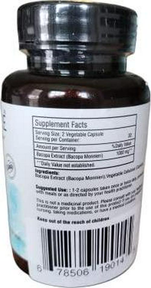 Bacopa Extract Capsules by MI Nature, 1000 mg, 60 Count | Improves Mood and Concentration | Better Brain Functioning |