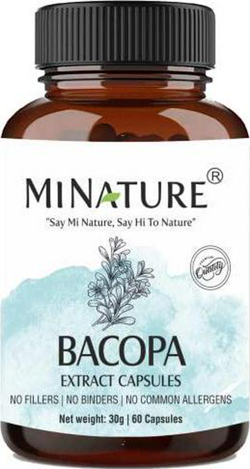 Bacopa Extract Capsules by MI Nature, 1000 mg, 60 Count | Improves Mood and Concentration | Better Brain Functioning |