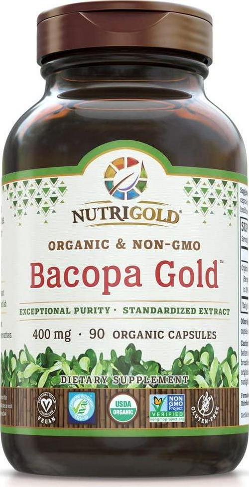 Bacopa Gold - 90 Plantcaps, Memory Enhancement Supplement with Organic Bacopa Monnieri Extract Powder
