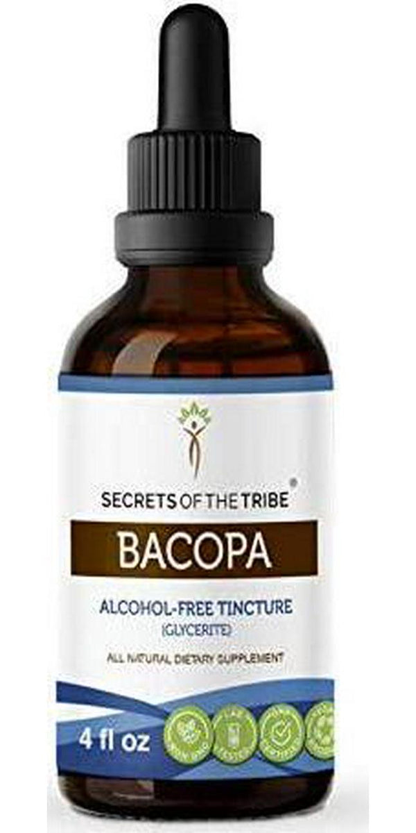 Bacopa Tincture Alcohol-Free Extract, Organic Bacopa Bacopa Monnieri Relaxation/Positive Cognitive Effect (4 fl oz)