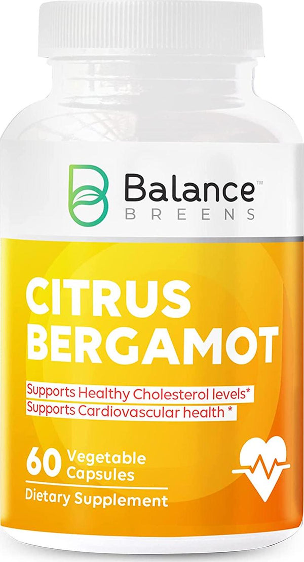 Balance Breens Citrus Bergamot 500mg - Cardiovascular and Metabolic Health, Support Healthy Cholesterol Level, Blood Sugar Support - 60 Non-GMO Vegan Capsules