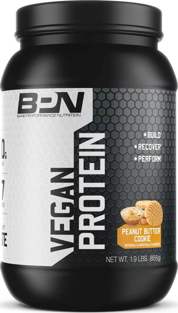 Bare Performance Nutrition, Vegan Protein, Plant Based Protein, Pea Protein, Watermelon and Pumpkin Protein, Naturally Sweetened and Flavored (27 Servings, Peanut Butter Cookie)