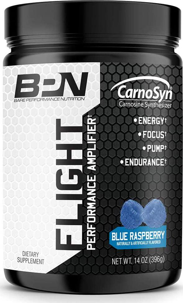 Bare Performance Nutrition, Flight Pre Workout, Energy, Focus and Endurance, Formulated with Caffeine Anhydrous, DiCaffeine Malate, N-Acetyl Tyrosine (30 Servings, Blue Raspberry)