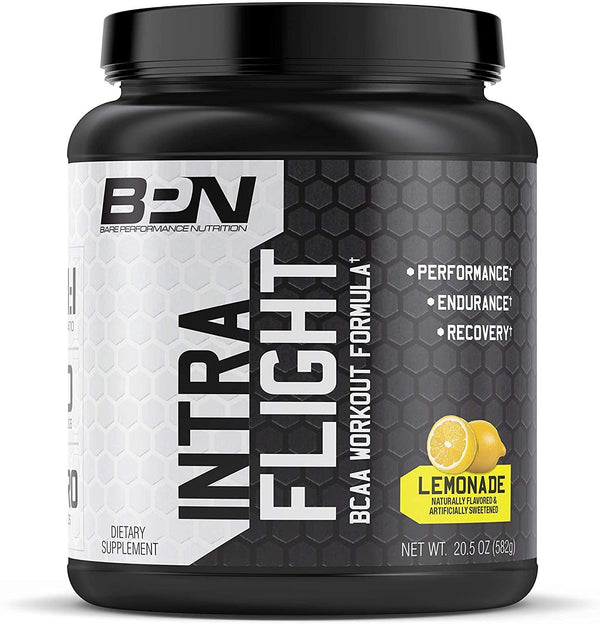 Bare Performance Nutrition, Intra-Flight, Branch Chain Amino Acids, Ultimate Endurance Supplement, Increase Endurance and Stamina, 2:1:1 BCAA + Recovery (Lemonade)